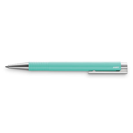 Lamy Logo M+ Ballpoint Lagoon pen in vibrant lagoon color, designed for smooth writing and stylish functionality.