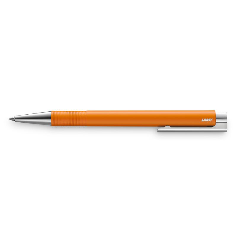 Lamy Logo M+ Ballpoint in Matt Apricot, stylish and functional with a smooth ink flow and spring-loaded clip.