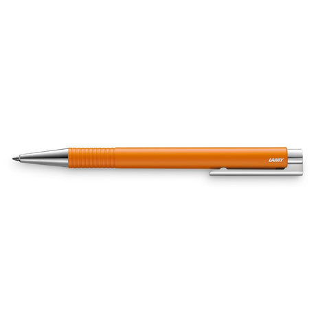 Lamy Logo M+ Ballpoint in Matt Apricot, stylish and functional with a smooth ink flow and spring-loaded clip.