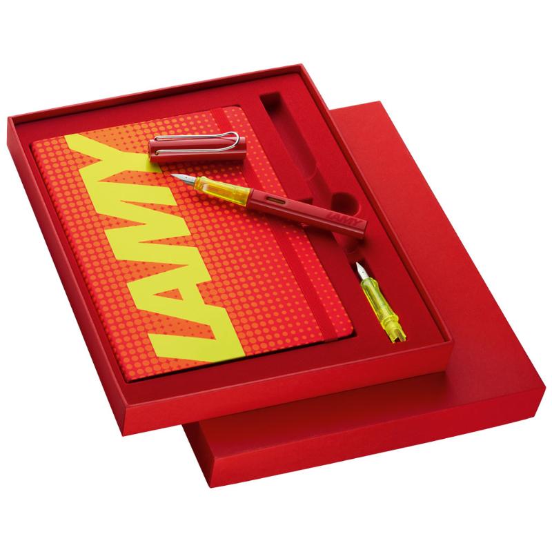 Lamy Al-Star FP Glossy Red Notebook Set with a vibrant pen and premium notebook for stylish and functional writing.