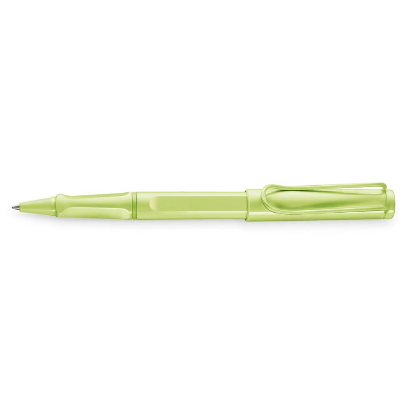Lamy Safari Rollerball pen in vibrant Springgreen, ideal for smooth writing and stylish desk accessory.