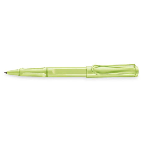 Lamy Safari Rollerball pen in vibrant Springgreen, ideal for smooth writing and stylish desk accessory.