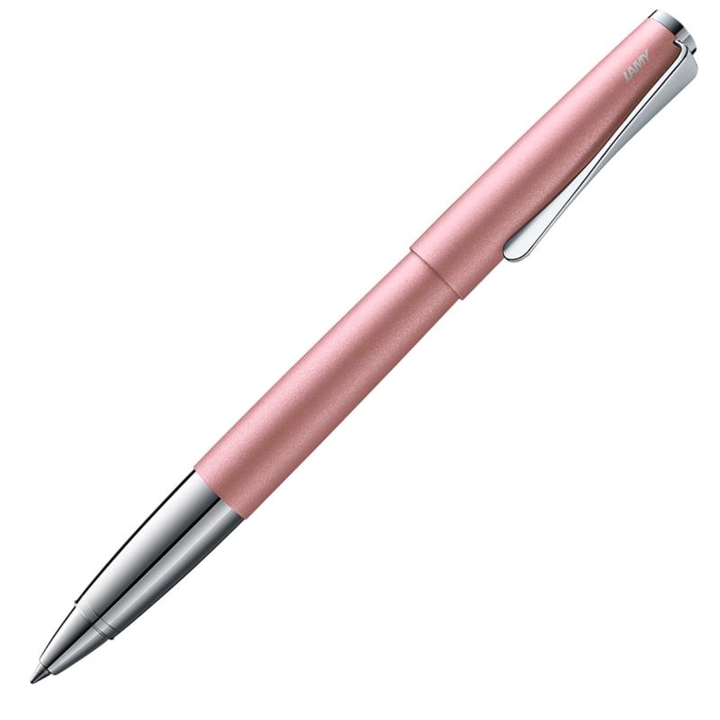 Lamy Studio Rollerball Pen LE in rose matt finish, featuring a unique shape and propeller clip for stylish and comfortable writing.