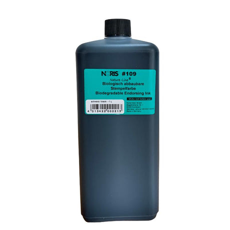 30ml black bottle of Noris #109 Biodegradable Ink, eco-friendly and quick-drying for sustainable crafting.