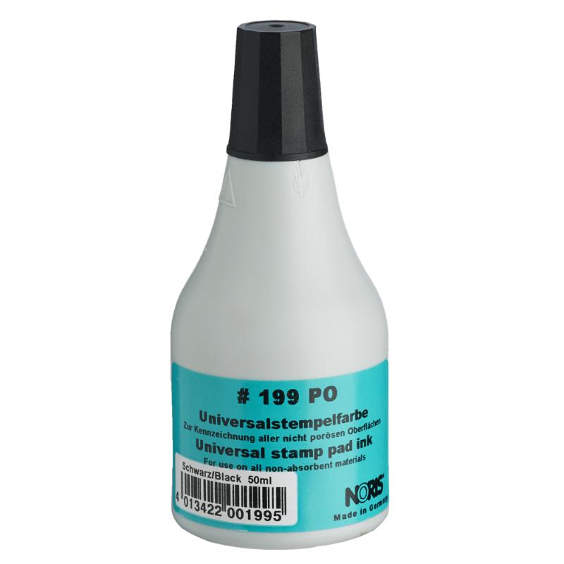 Noris #199 Universal Pad Ink in black, 50ml, ideal for stamping and crafts with quick-drying, smudge-free formula.