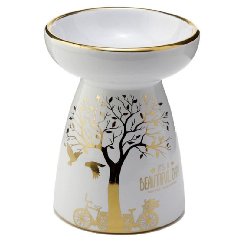 Ceramic Oil and Wax Burner - Eden Metallic Gold Tree (Set of 2 Asstd)