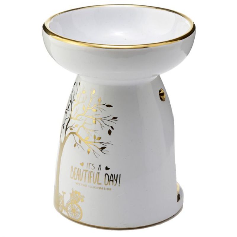 Ceramic Oil and Wax Burner - Eden Metallic Gold Tree (Set of 2 Asstd)
