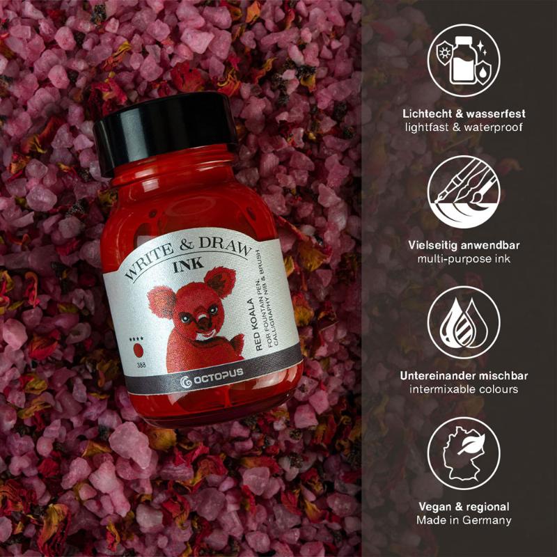 Octopus Fluids Write and Draw Ink 388 Red Koala 50ml