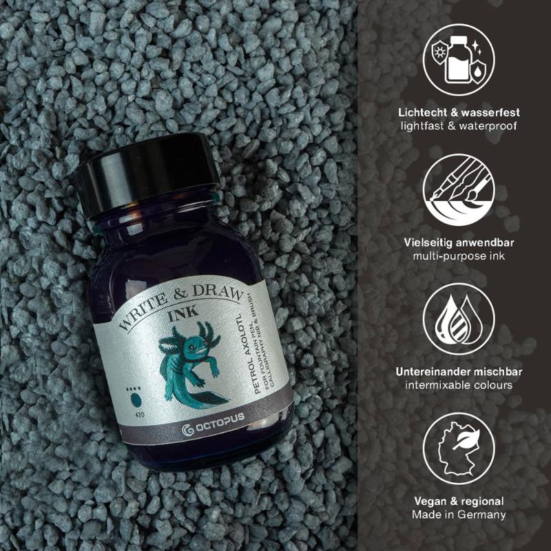 Octopus Fluids Write and Draw Ink 420 Petrol Axolotl 50ml