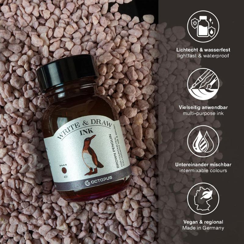 Octopus Fluids Write and Draw Ink 431 Brown Penguin 50ml