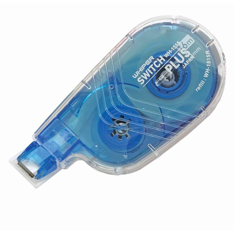 Plus Switch Long Correction Tape 5mm x 16m with mini-roller for smooth, precise corrections, ideal for all users.
