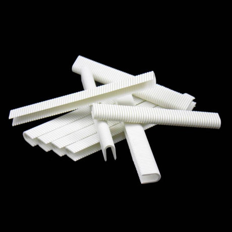 Titac Plastic Utac Cable Staples secure round cables up to 5mm diameter with 12.5mm leg length for durable, organized installations.