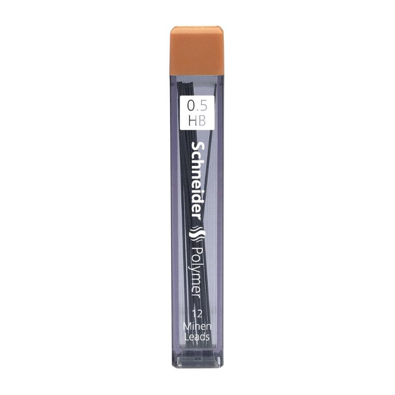 Schneider 0.5mm HB pencil refill leads in a durable tube, perfect for artists and students for smooth, precise writing.