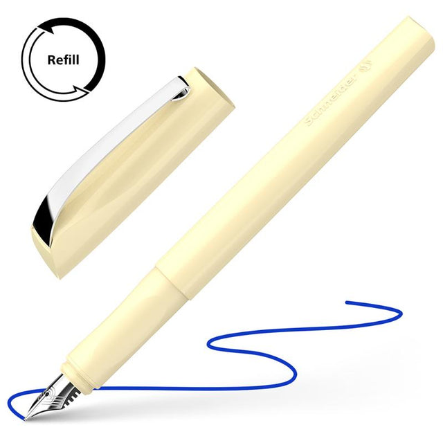 Schneider Fountain Pen Ceod Colour in Sun Wash, featuring an ergonomic design, stainless steel nib, and vibrant barrel color.