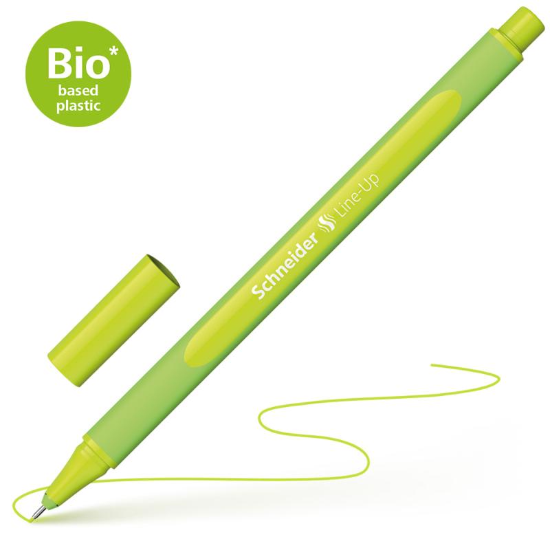 Schneider Fineliner 0.4mm Apple Green pen, eco-friendly with a rubber grip, perfect for precise writing and vibrant art.