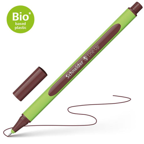 Schneider Fineliner 0.4mm in Topaz Brown, ideal for precise writing and drawing, made from 88% bio-based plastic.