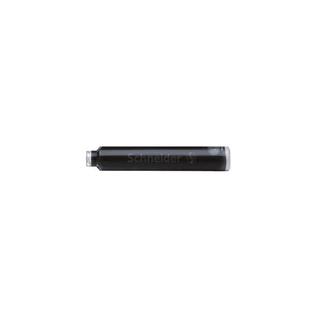 Black box containing 6 Schneider black ink cartridges for smooth and consistent fountain pen writing.
