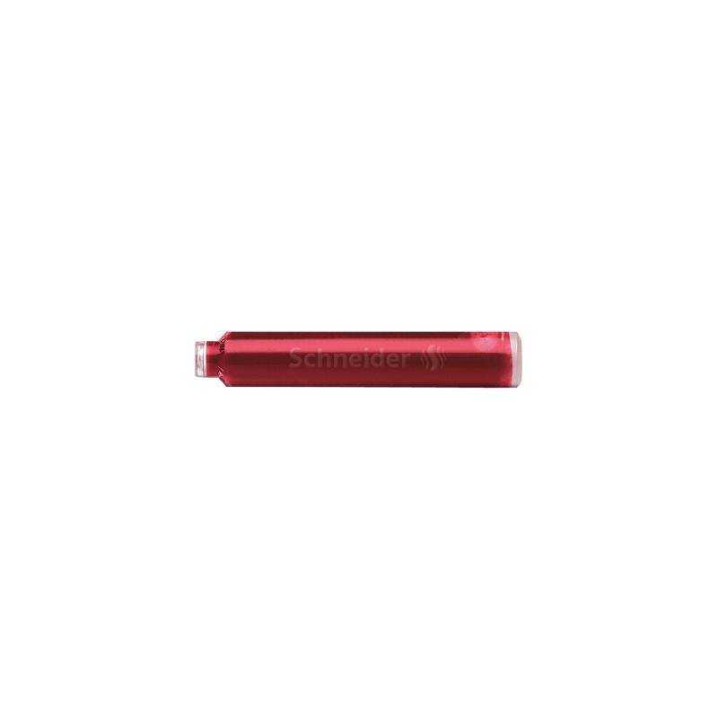 Schneider red ink cartridges in a box of 6 for smooth, vibrant writing, perfect for artists and professionals.