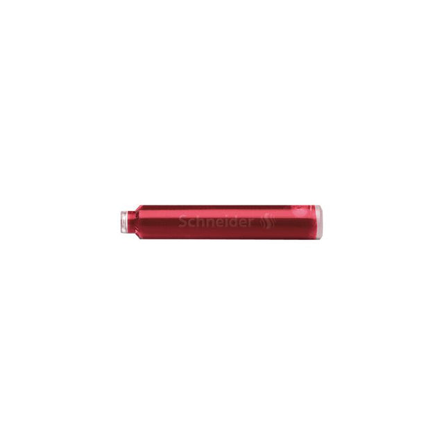 Schneider red ink cartridges in a box of 6 for smooth, vibrant writing, perfect for artists and professionals.