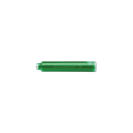 Schneider 6-pack green ink cartridges for fountain pens, ensuring smooth flow and leak-proof storage.