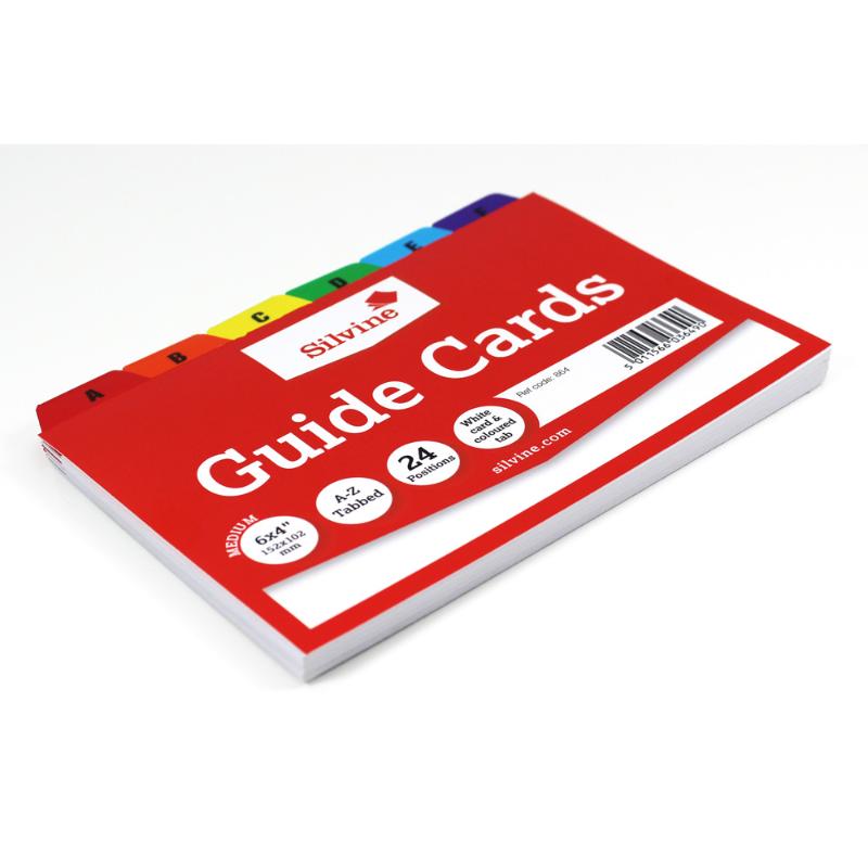 Silvine Guide Cards 6x4 A-Z Coloured Tabs
