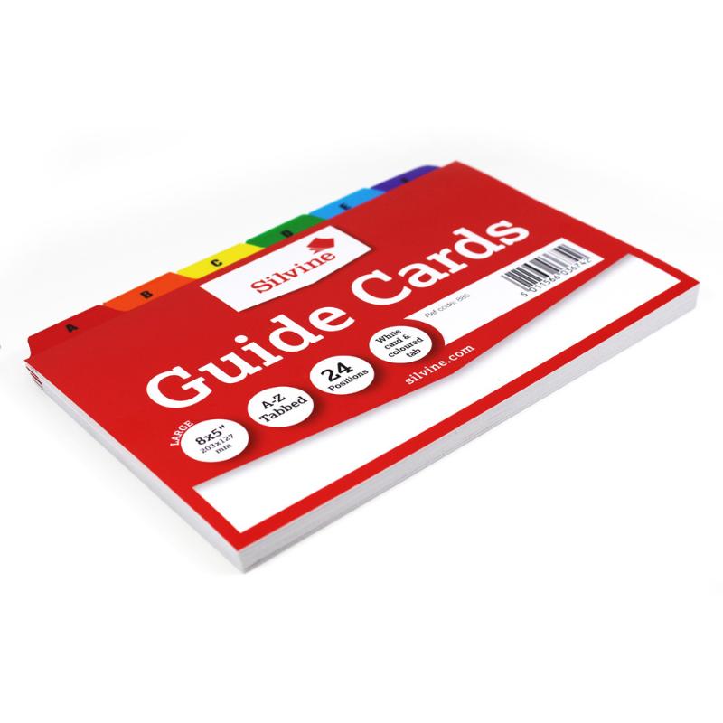 Silvine Guide Cards 8x5 A-Z Coloured Tabs