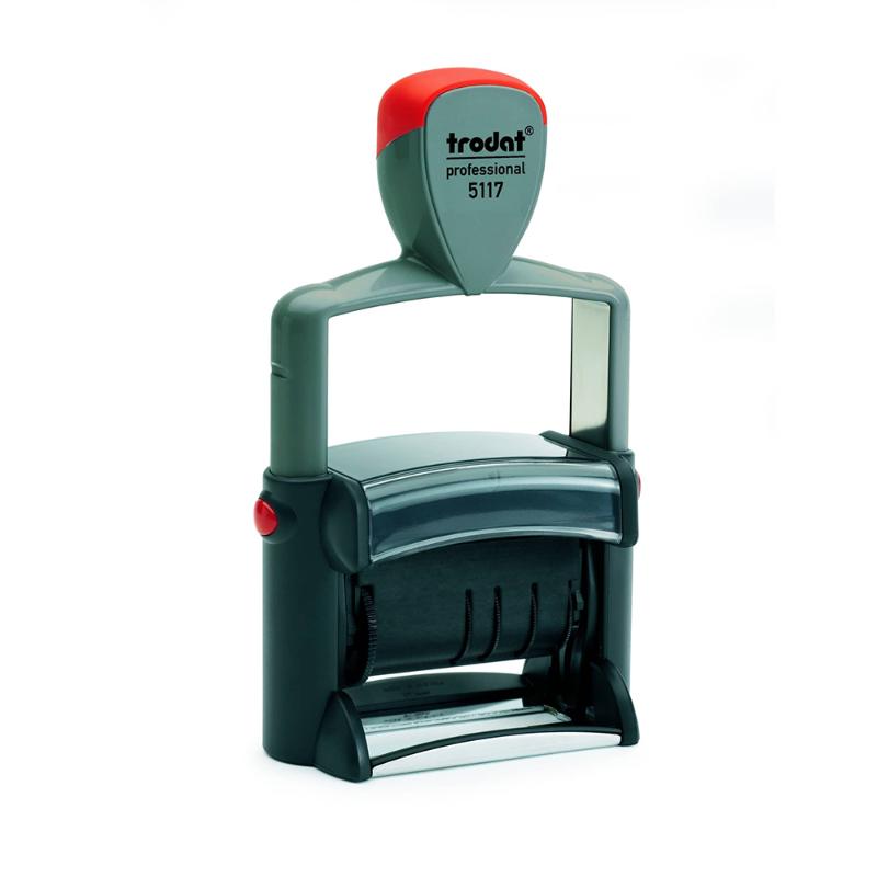 Trodat Professional Dial-A-Phrase Dater 5117: ergonomic dater with rotating phrases for efficient document management.