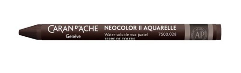 Caran D’ache Neocolor II Toledo Brown crayon, featuring rich pigment and softness for versatile artistic techniques.