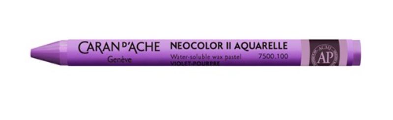 Pack of 10 Caran D’ache Neocolor II crayons in Purple Violet, ideal for vibrant artwork and versatile wet/dry techniques.