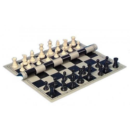 95mm Black & White Pastic Chessmen Weighted