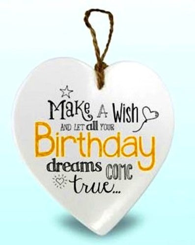 Hanging Hearts - Ceramic with Messages (Birthday) Set of 3