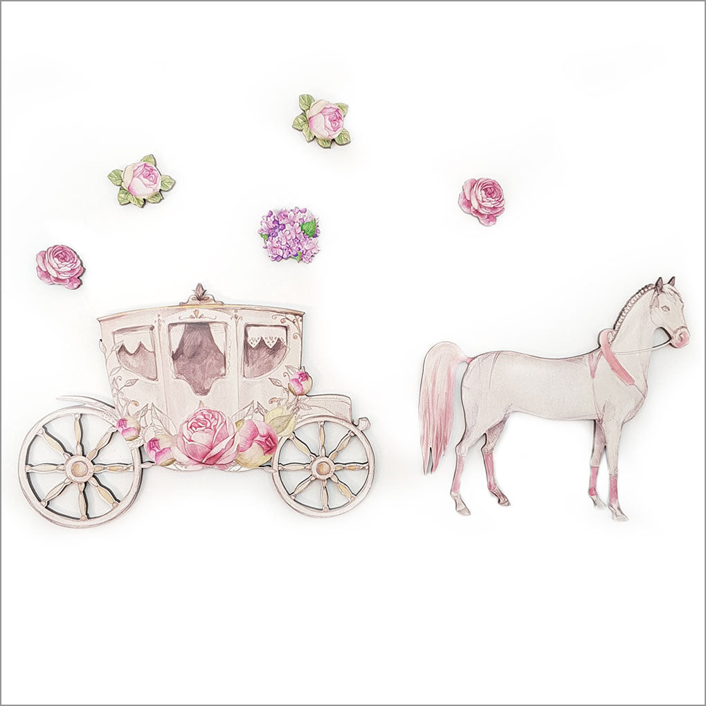 Pine Wall Art: Horse and Carriage