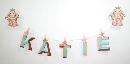 Charming Fairy Bunny wall art made from eco-friendly pine veneer, perfect for child’s room decor and creativity.