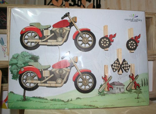 Unique wall art featuring a motorbike, ideal for enthusiasts, ready to hang with 119cm string length.