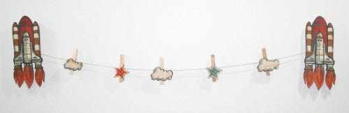 Eco-friendly Art Pegs - Space Shuttle for displaying kids' artwork, made from 100% premium pine veneer, easy to hang.