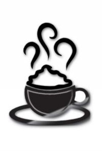 Charming coffee cup wall art in black ACM, perfect for kitchens or cafes, 300 x 385 mm, durable and stylish decor piece.