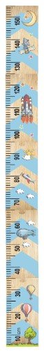 Whimsical space-themed growth chart ruler for tracking children's height, perfect for nurseries and playrooms.
