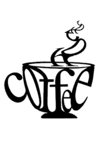 Large coffee cup wall art in Black ACM, perfect for coffee lovers, measuring 395 x 428 mm, ideal for any space.
