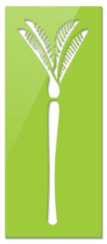 Vibrant Lime Green Nikau Panel ACM wall art, 230 x 550 mm, perfect for enhancing indoor and outdoor decor.
