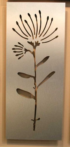 Vibrant Pohutukawa tree wall art in ACM panel, 230mm x 550mmH, perfect for indoor or outdoor decor.