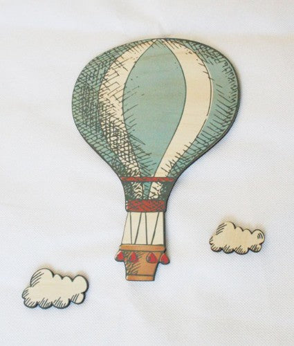 Whimsical Pine Wall Art featuring a colorful balloon, crafted from eco-friendly pine veneer, perfect for playful decor.