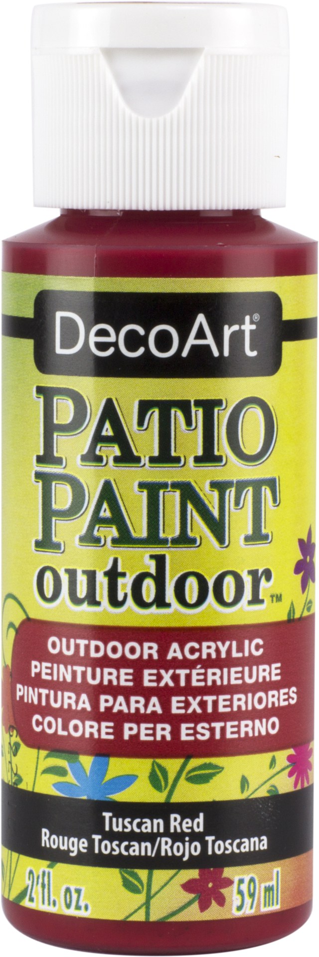 2oz Tuscan Red Patio Paint for outdoor projects, offering rich color, durability, and easy application on various surfaces.
