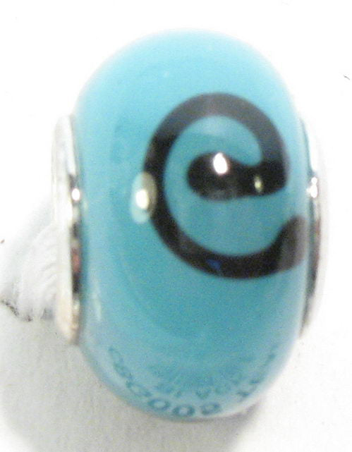 Bead - Teal with Black Koru 4pcs/Bag - Teal-Black