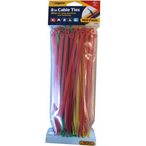 Cargoloc Cable Ties 8"Asstcols100pc50lbs #32596