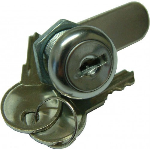 Cam Lock 22mm Xcel Chrome Plated with Backnut, featuring durable chrome finish and keyed to differ for enhanced security.