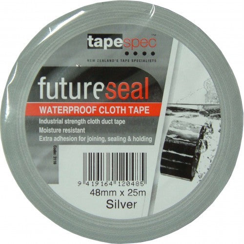 Durable 48mm x 25m silver gaffer tape, designed for strong binding, easy unwinding, and moisture resistance.