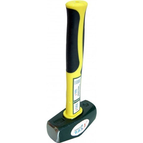 Club Hammers Xcel Yellow, a 3 lb durable tool with forged square head, fiberglass handle, and rubber grip for DIY projects.