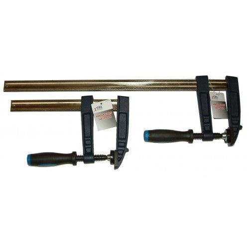 Veneer Cramps Xcel 120 X 500mm clamp with ergonomic grip, ideal for precise woodworking and stable veneering projects.