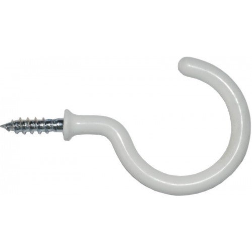 White PVC cup hooks in round design, pack of 70, ideal for organizing kitchen and craft spaces.