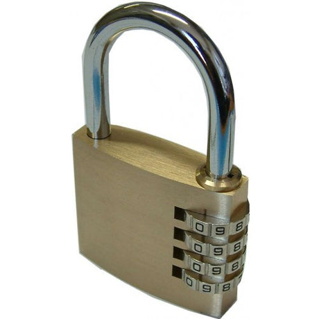 Tri Circle 50mm Combination Padlock, recodable, durable for indoor/outdoor use, perfect for lockers and gear storage.